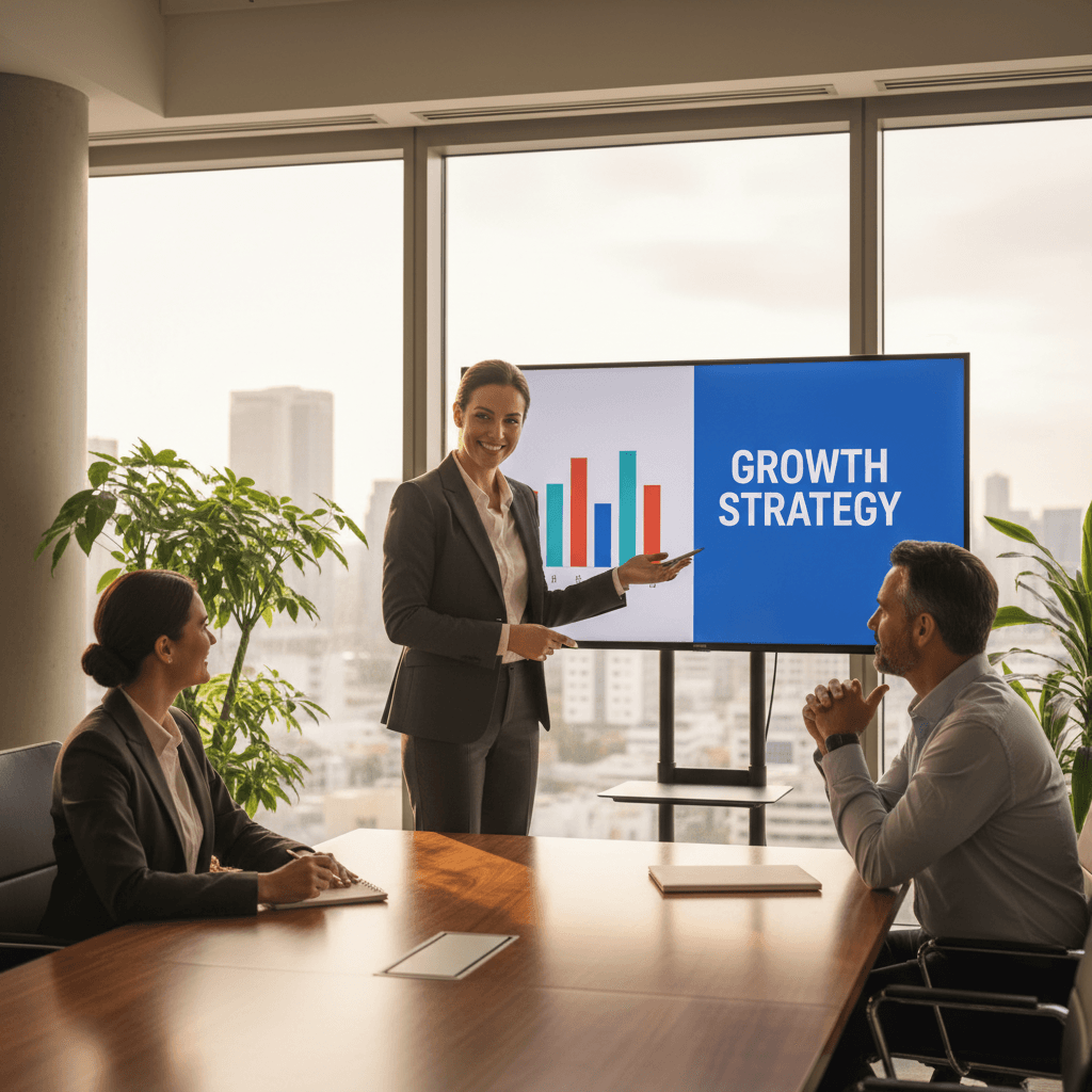 Profesional de ventas cerrando trato con cliente internacional