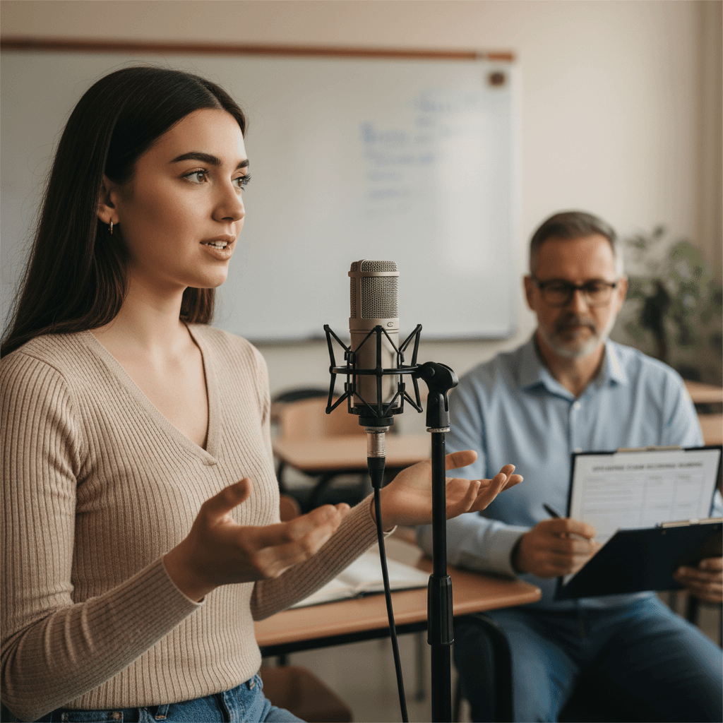 Estudiante universitario repasando materiales de examen escolar